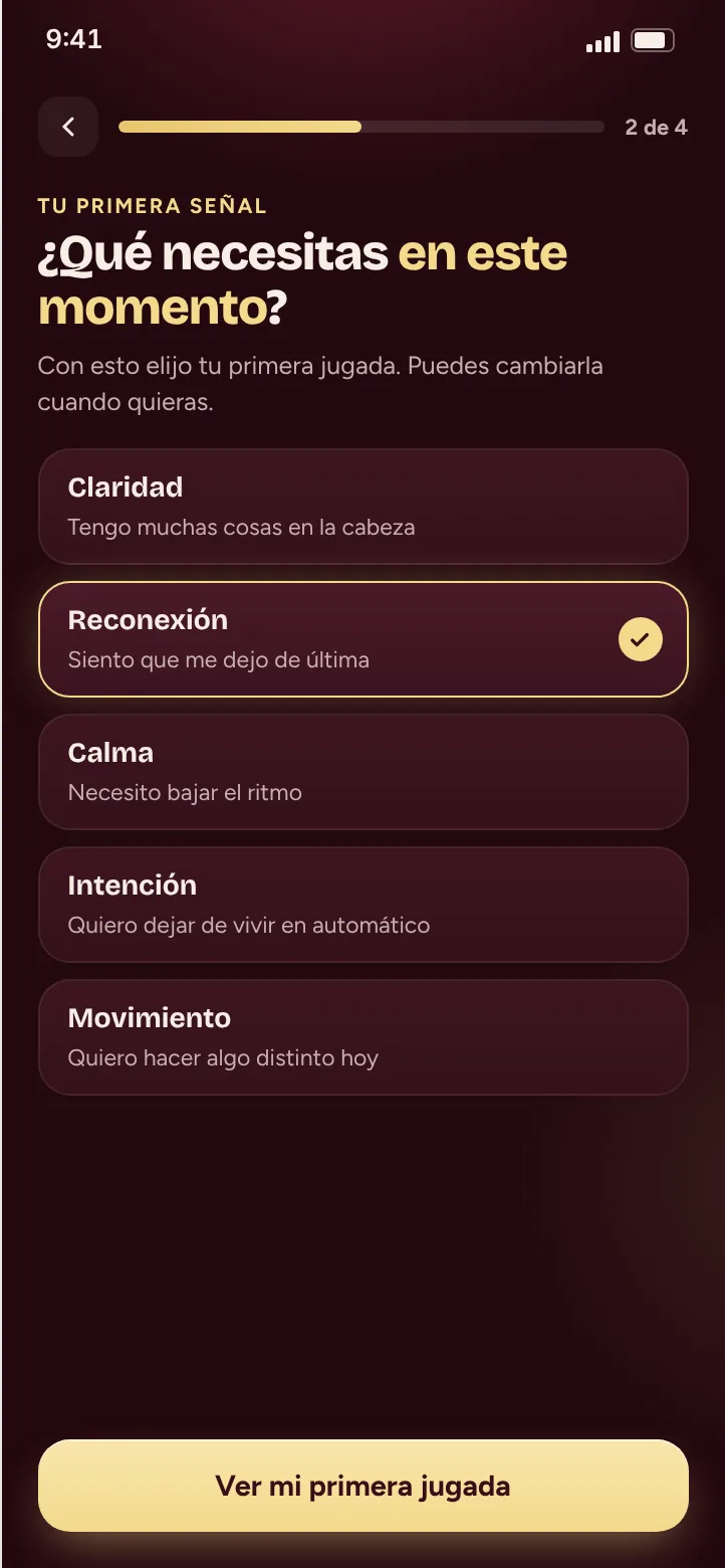 Bienvenida: te pregunta qué necesitas hoy